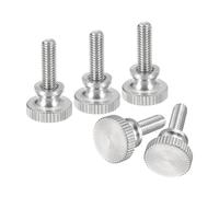 sourcing map M4x12mm Knurled Thumb Screws, 5pcs 304 Stainless Steel Flat Knurled Head Thumb Screws Bolts with Shoulder Grip Knobs Fasteners
