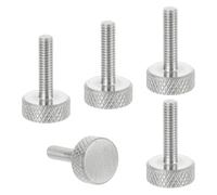 sourcing map M4x16mm Knurled Thumb Screws, 304 Stainless Steel Flat Head Thumb Screws Metric Diamond Knurled Head Bolts Grip Knobs Hand Tighten Thread Fasteners, 12mm Dia. 5 Pcs