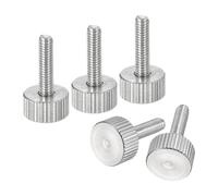 sourcing map M4x16mm Knurled Thumb Screws, 5pcs 304 Stainless Steel Flat Knurled Head Fully Threaded Thumb Screws Bolts Grip Knobs Fasteners