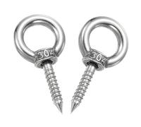 sourcing map M4x20mm Eye Hooks 1.6x0.8x0.7 Inch 304 Stainless Steel Eye Bolts Hammock Hooks for Screw Eyes Hanging Swing, Yoga Hammock Stand, Pack of 2