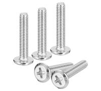 sourcing map M4x20mm Flat Round Head Phillips Head Screws, 50Pcs 304 Stainless Steel Phillips Drive Machine Screw, Full Thread, Bright Finish, Furniture Screw Connection Bolt Screw