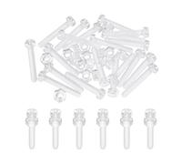 sourcing map M4x25mm Clear Acrylic Screws and Hex Nuts Kit, 20 Set PC Plastic Phillips Round Head Screw Metric Coarse Thread Bolts for Machine Accessories, Transparent