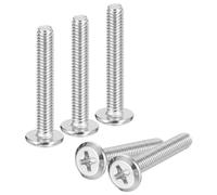 sourcing map M4x25mm Flat Round Head Phillips Head Screws, 50Pcs 304 Stainless Steel Phillips Drive Machine Screw, Full Thread, Bright Finish, Furniture Screw Connection Bolt Screw