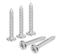 sourcing map M4x30mm Flat Head Phillips Drive Self Tapping Screws, 304 Stainless Steel Cross Drive Fastener Screws, Silver, Pack of 100