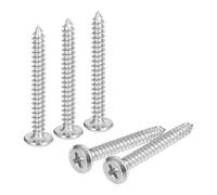sourcing map M4x35mm Flat Head Phillips Drive Self Tapping Screws, 304 Stainless Steel Cross Drive Fastener Screws, Silver, Pack of 50