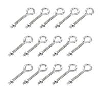 sourcing map M4x40mm Eye Hooks Screws Bolts Kit, 15pcs Carbon Steel Hanger Eyelet Hooks Screw with Hex Nuts for Metal Hook, Wood Terminal Ring Hooks