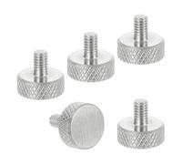 sourcing map M4x5mm Knurled Thumb Screws, 304 Stainless Steel Flat Head Thumb Screws Metric Diamond Knurled Head Bolts Grip Knobs Hand Tighten Thread Fasteners, 12mm Dia. 5 Pcs