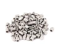 sourcing map M4x5mm Metric Stainless Steel Hex Socket Set Flat Point Grub Screws Silver Tone for Towel Rack Door Knob 100pcs