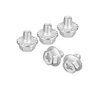 sourcing map M4x5mm Phillips Hex Head Flange Bolts, 10pcs 304 Stainless Steel Hexagon Phillips Flange Head Hex Bolts Machine Screws
