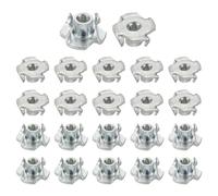 sourcing map M4x6.7mm T-Nuts 4 Pronged Tee Nut 0.57" x 0.26" Fully Thread Carbon Steel Inserts for Wood, Rock Climbing Holds, Cabinetry, Furniture 50pcs