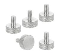 sourcing map M4x6mm Knurled Thumb Screws, 304 Stainless Steel Flat Head Thumb Screws Metric Diamond Knurled Head Bolts Grip Knobs Hand Tighten Thread Fasteners, 12mm Dia. 5 Pcs