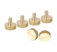 sourcing map M4x6mm Knurled Thumb Screws, 6pcs Flat Knurled Head Fully Threaded Brass Thumb Screws Bolts Grip Knobs Fasteners