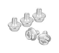 sourcing map M4x6mm Phillips Hex Head Flange Bolts, 10pcs 304 Stainless Steel Hexagon Phillips Flange Head Hex Bolts Machine Screws