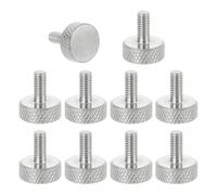 sourcing map M4x8mm Knurled Thumb Screws, 304 Stainless Steel Flat Head Thumb Screws Metric Diamond Knurled Head Bolts Grip Knobs Hand Tighten Thread Fasteners, 12mm Dia. 12 Pcs