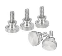 sourcing map M4x8mm Knurled Thumb Screws, 5pcs 304 Stainless Steel Flat Knurled Head Thumb Screws Bolts with Shoulder Grip Knobs Fasteners
