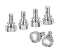 sourcing map M4x8mm Knurled Thumb Screws, 6pcs Brass Knurled Thumb Screws Bolts with Shoulder Grip Knobs Fasteners, Silver Tone