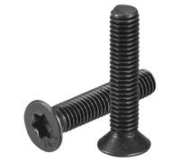 sourcing map M5-0.8 x 25mm Flat Torx Head Machine Screws, 50Pcs 10.9 Grade Carbon Steel Countersunk Torx Anti Theft, Black Oxide Finish, Full Thread
