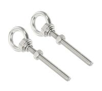 sourcing map M5 3/16"x2.36" Stainless Steel Eye Bolts Threaded Screw Eyebolt Shoulder Ring with Nuts Washers for Lifting Hanging, 2 Set