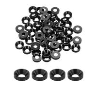 sourcing map M5 Cone Cup Countersunk Washers,Anodized Aluminum Gaskets Cup Head Washer Gasket for Screw RC/FPV/PC/Drone/Mechanical Accessories Model Parts, Pack of 60 (Black)