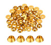 sourcing map M5 Cone Cup Washers,Anodized Aluminum Gaskets Cup Head Washer Gasket for Screw RC/FPV/PC/Drone/Mechanical Accessories Model Parts, Pack of 60 (Gold)