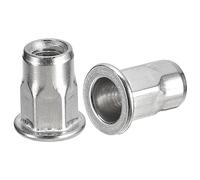 sourcing map M5 Half Hex Body Rivet Nuts, 60pcs 304 Stainless Steel Flat Head Threaded Insert Nuts for Metal, Plastic