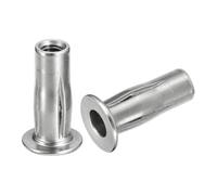 sourcing map M5 Multi-Grip Rivet Nuts, 10pcs Pre-Bulbed Shank Flat Head Threaded Insert Nut 304 Stainless Steel Plus Nuts for Construction Industrial