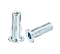 sourcing map M5 Multi-Grip Rivet Nuts, 30pcs Pre-Bulbed Shank Flat Head Threaded Insert Nut Carbon Steel Plus Nuts for Construction Industrial