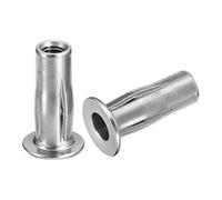 sourcing map M5 Multi-Grip Rivet Nuts, 5pcs Pre-Bulbed Shank Flat Head Threaded Insert Nut 304 Stainless Steel Plus Nuts for Construction Industrial