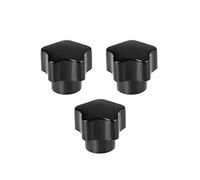 sourcing map M5 Nut Thread Clamping Knob, Black Plastic 5 Star Shape Knob Handle for Machine Tool, 3pcs