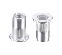 sourcing map M5 Rivet Nuts Aluminium Alloy Knurled Flat Head Threaded Insert Nut Silver 100pcs