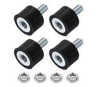 sourcing map M5 Rubber Mounts, 4Pcs 15x10mm(DxH) Rubber Cylindrical Anti Vibration Isolator Shock Absorber with Lock Nut for Car Bobbin Generator Air Compressors