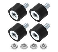 sourcing map M5 Rubber Mounts, 4Pcs 15x10mm(DxH) Rubber Cylindrical Anti Vibration Isolator Shock Absorber with Lock Nuts for Car Bobbin Generator Air Compressors
