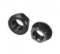 sourcing map M5 Serrated Flange Hex Lock Nuts, Carbon Steel Black Oxide Finished 100pcs