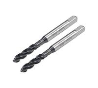 sourcing map M5 x 0.8 Spiral Flute Thread Tap, Metric Machine Threading Tap HSS Nitriding Coated, Round Shank with Square End, H2 Tolerance, 2pcs