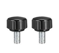 sourcing map M5 x 10mm Metric Male Thread Knurled Clamping Knobs Grip Thumb Screw on Type Plastic Threaded Hand Bolt Knobs Black 2 Pcs