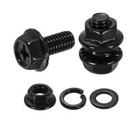 sourcing map M5 x 10mm Phillips Flanged Hex Head Bolts, 10Pcs 304 Stainless Steel Flange Hexagon Screws with Nuts, Flat & Lock Washers, Fully Threaded, for Machinery Industry Home, Black