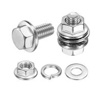sourcing map M5 x 10mm Phillips Flanged Hex Head Bolts, 20Pcs 304 Stainless Steel Flange Hexagon Screws with Nuts, Flat & Lock Washers, Fully Threaded, for Machinery Industry Home, Silver