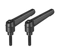 sourcing map M5 x 16mm Handle Adjustable Clamping Lever Thread Push Button Ratchet Male Threaded Stud Knobs Locking Rotating Screw Handles Quick Release Bolt Black 2pcs