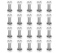 sourcing map M5 x 18mm 304 Stainless Steel Hex Head Screws Bolts, Nuts, Flat & Lock Washers Assortment Kit, Fully Threaded, Bright Finish for Home, Electronic, Machine, 20 Sets