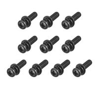 sourcing map M5 x 18mm Carbon Steel Phillips Pan Head Machine Screws Bolts Combine with Spring Washer and Plain Washers 10pcs