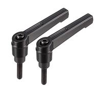 sourcing map M5 x 20mm Handle Adjustable Clamping Lever Thread Push Button Ratchet Male Threaded Stud Knobs Locking Rotating Screw Handles Quick Release Bolt Black 5pcs