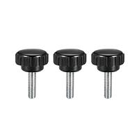 sourcing map M5 x 20mm Metric Male Thread Knurled Clamping Knobs Grip Thumb Screw on Type Hand Clamping Handle Bolt with Plastic Knobs Black 3pcs