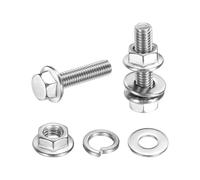 sourcing map M5 x 20mm Phillips Flanged Hex Head Bolts, 20Pcs 304 Stainless Steel Flange Hexagon Screws with Nuts, Flat & Lock Washers, Fully Threaded, for Machinery Industry Home, Silver