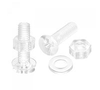 sourcing map M5 x 20mm Plastic Phillips Machine Screws with Nuts and Flat Washers, PC Flat Head Machine Bolts Transparent 20 Sets
