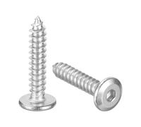 sourcing map M5 x 25mm (100 Pack) Flat Round Socket Head Screws, Stainless Steel Self Tapping Full Thread Hex Socket Cap Screws for Wood Furniture