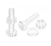 sourcing map M5 x 25mm Plastic Phillips Machine Screws with Nuts and Flat Washers, PC Flat Head Machine Bolts Transparent 20 Sets
