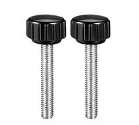 sourcing map M5 x 30mm Metric Male Thread Knurled Clamping Knobs Grip Thumb Screw on Type Plastic Threaded Hand Bolt Knobs Black 2 Pcs