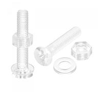 sourcing map M5 x 30mm Plastic Phillips Machine Screws with Nuts and Flat Washers, PC Flat Head Machine Bolts Transparent 20 Sets