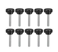 sourcing map M5 x 35mm Metric Male Thread Knurled Clamping Knobs Grip Thumb Screw on Type Hand Clamping Handle Bolt with Plastic Knobs Black 10 Pcs