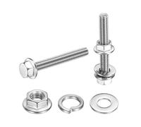 sourcing map M5 x 35mm Phillips Flanged Hex Head Bolts, 20Pcs 304 Stainless Steel Flange Hexagon Screws with Nuts, Flat & Lock Washers, Fully Threaded, for Machinery Industry Home, Silver